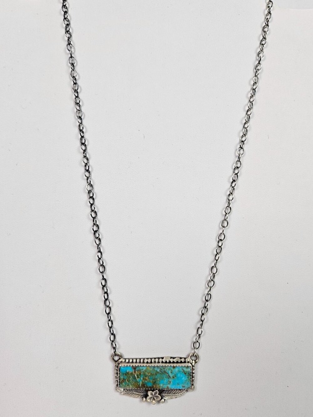 Sterling Silver Kingman Turquoise Bar 18" Adjustable Necklace